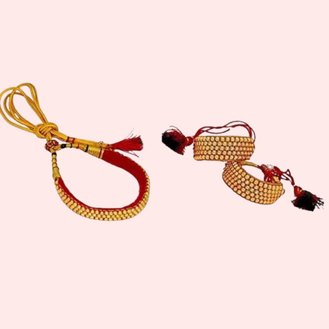 Gold Plated Kumauni Necklace with Pochi Set