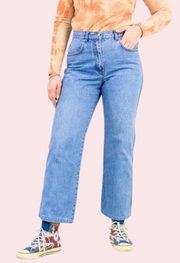 Classic 90s Boyfriend Blue Denim Wide Leg Jeans