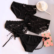 4 Pieces Black Sexy Lace Nylon Panties