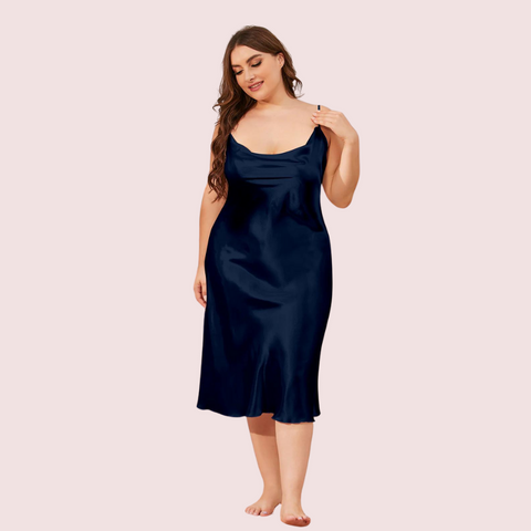 4XL 5XL Plus Size Satin Cowl Neck Dress