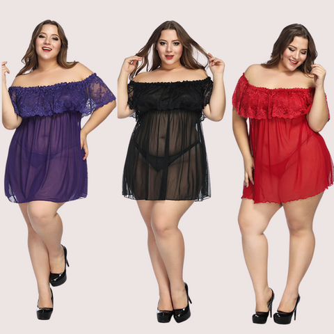 Sexy Plus Size Lace Babydoll Dress