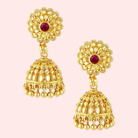 Traditional yet Stylish Ruby Jhumkas Earrings